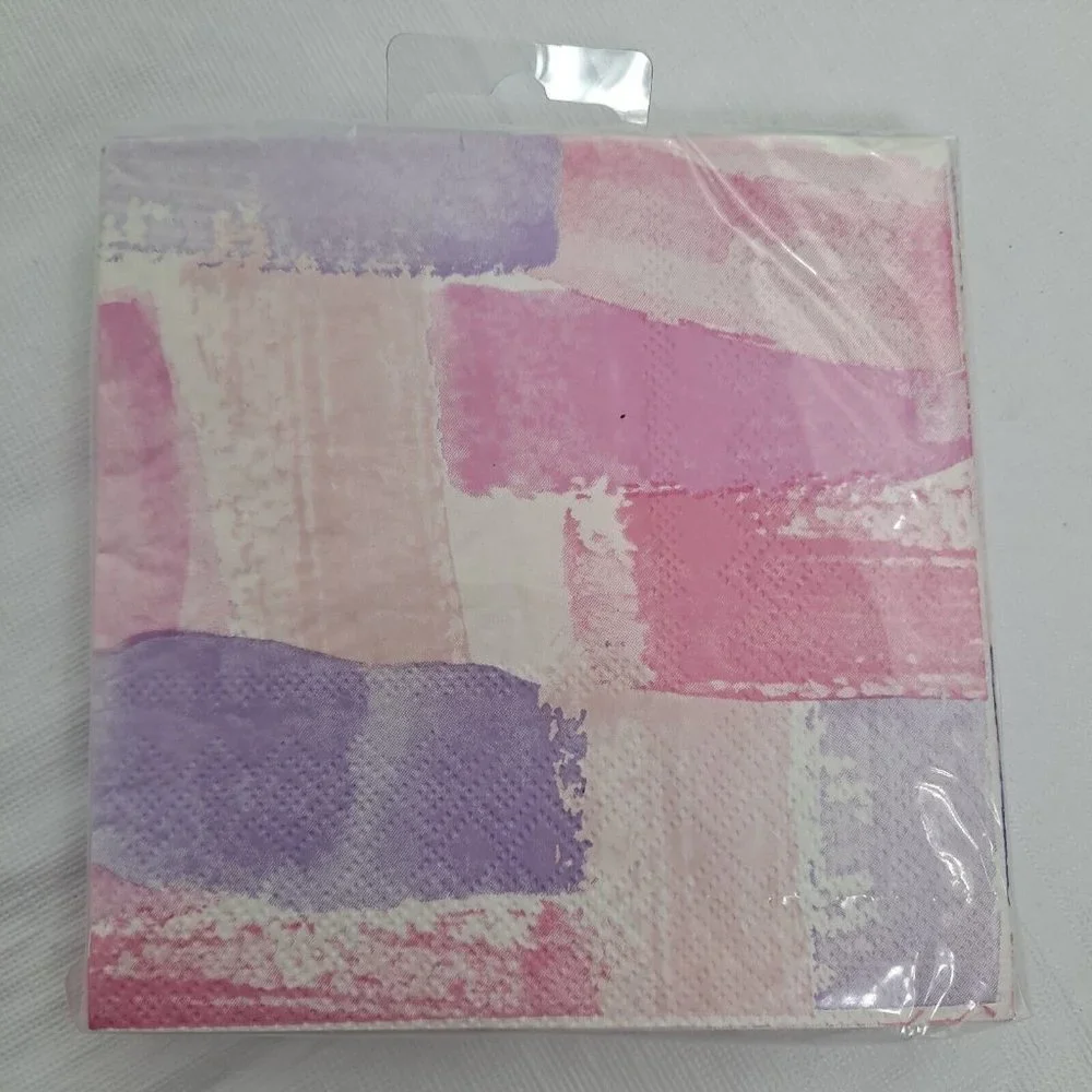 Cocktail Napkins Paint Color Block Pink Purple party supplies 16 Count